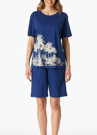 Schiesser pyjama korte broek blue dames 183669-800 Schiesser pyjama pantalon court blue femmes