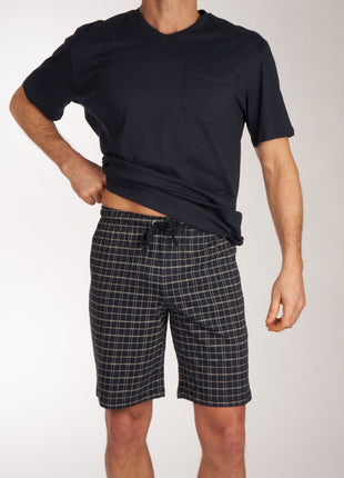 Schiesser pyjama korte broek ebony blue heren 159636-800 Schiesser pyjama pantalon court ebony blue hommes
