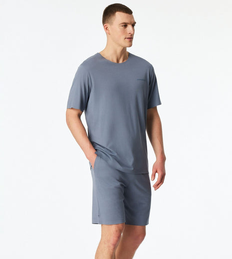 Schiesser pyjama korte broek modern bonded blue heren 183633-808 Schiesser pyjama pantalon court modern bonded blue hommes