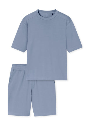 Schiesser pyjama korte broek modern nightwear blue heren 183631-808 Schiesser pyjama pantalon court modern nightwear blue hommes