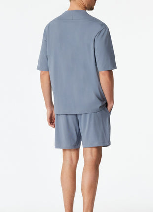 Schiesser pyjama korte broek modern nightwear blue heren 183631-808 Schiesser pyjama pantalon court modern nightwear blue hommes