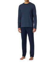 Schiesser pajamas long pants casual essentials admiral blue men