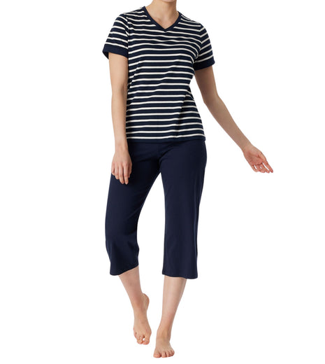 Schiesser pyjama lange broek casual essentials midnight blue dames 181254-804 Schiesser pyjama pantalon long casual essentials midnight blue femmes