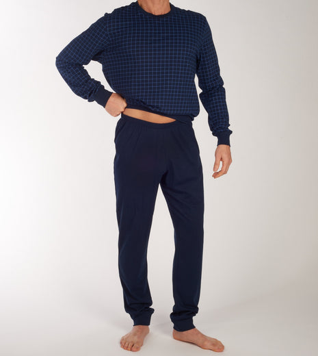 Schiesser pyjama lange broek uncover midnight blue heren 177162-804 Schiesser pyjama pantalon long uncover midnight blue hommes