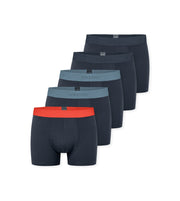 Schiesser short 5 pack 95/5 organic cotton boxer briefs dark blue waistband blue / red / dark blue men