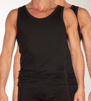 Schiesser singlet 2 pack 95/5 organic cotton undershirts black men