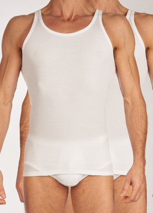Schiesser singlet 2 pack original classics 2-2 rib undershirts white heren 005051-100 Schiesser débardeur lot de 2 original classics 2-2 rib undershirts white hommes