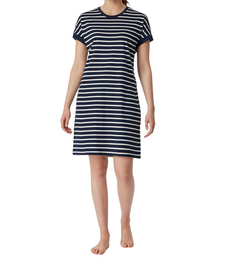 Schiesser slaapkleedje casual essentials midnight blue dames 181251-804 Schiesser robe de nuit casual essentials midnight blue femmes