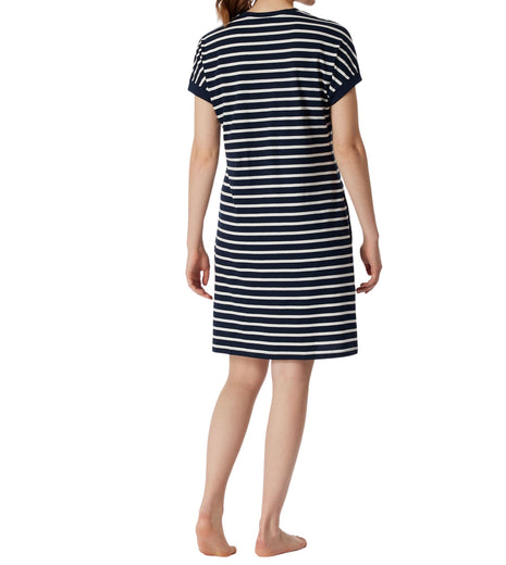 Schiesser slaapkleedje casual essentials midnight blue dames 181251-804 Schiesser robe de nuit casual essentials midnight blue femmes