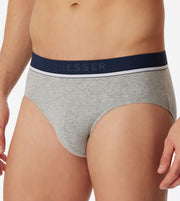 Schiesser briefs 3 pack 95/5 organic cotton rio briefs gray / blue / black men