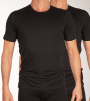 Schiesser t-shirt round neck 2 pack 95/5 organic cotton shirts black men