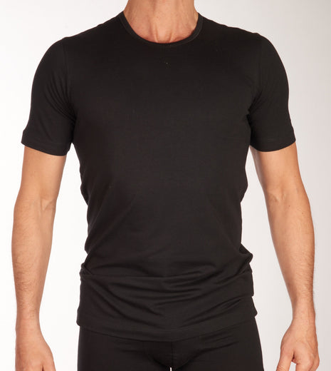 Schiesser t-shirt ronde hals 2 pack 95/5 organic cotton shirts black heren 174997-000 Schiesser t-shirt col rond lot de 2 95/5 organic cotton shirts black hommes
