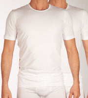 Schiesser t-shirt round neck 2 pack 95/5 organic cotton shirts white men