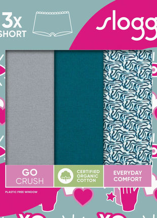 Sloggi 3 shorts Go Crush short green dames