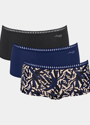 Sloggi 3 shorts Go Crush short blue dames