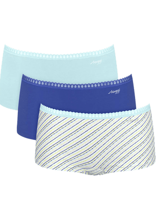 Sloggi 3 shorts Go Crush short blue light dames