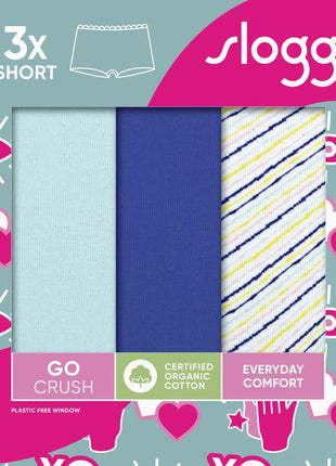 Sloggi 3 shorts Go Crush short blue light dames