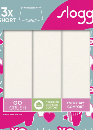 Sloggi 3 shorts Go Crush short silk white dames