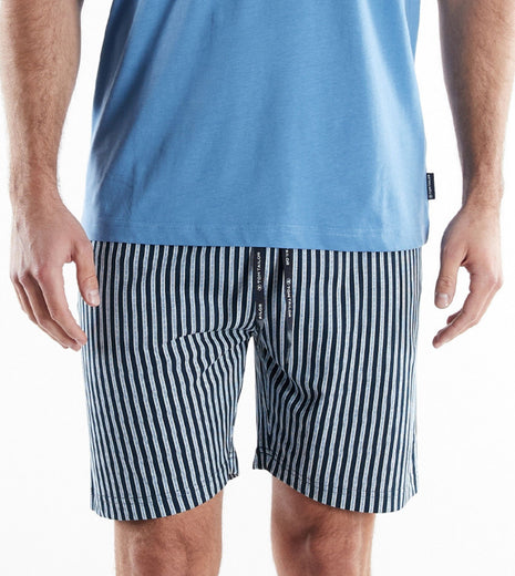 Tom Tailor pyjama korte broek ayr blue heren 71494-4009-623 Tom Tailor pyjama pantalon court ayr blue hommes