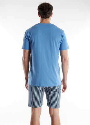 Tom Tailor pyjama korte broek ayr blue heren 71494-4009-623 Tom Tailor pyjama pantalon court ayr blue hommes