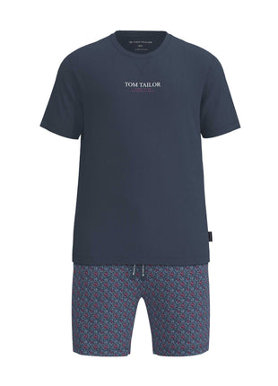 Tom Tailor pyjama korte broek ayr flower blue heren 71497-4009-625 Tom Tailor pyjama pantalon court ayr flower blue hommes