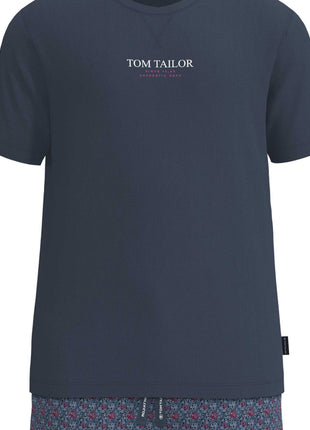 Tom Tailor pyjama korte broek ayr flower blue heren 71497-4009-625 Tom Tailor pyjama pantalon court ayr flower blue hommes
