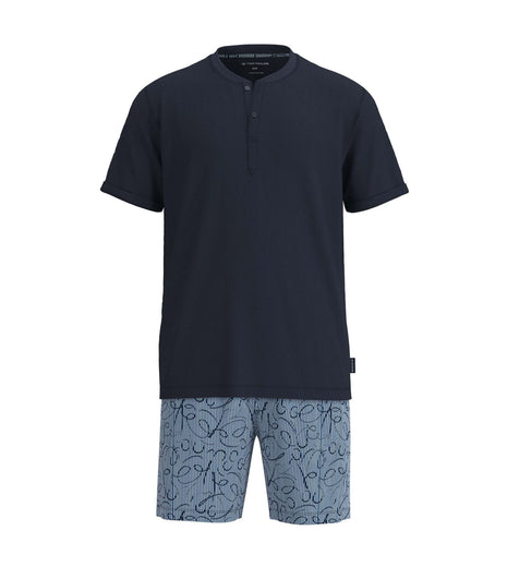 Tom Tailor pyjama korte broek ayr print blue heren 71493-4009-625 Tom Tailor pyjama pantalon court ayr print blue hommes