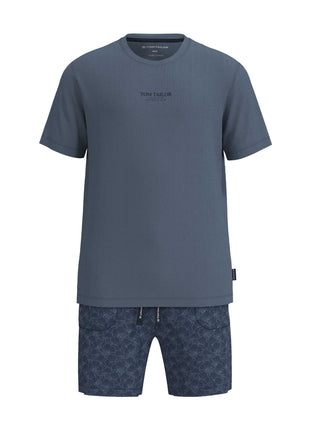 Tom Tailor pyjama korte broek perth print blue heren 71483-4009-625 Tom Tailor pyjama pantalon court perth print blue hommes