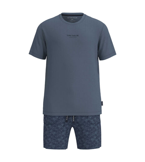 Tom Tailor pyjama korte broek perth print blue heren 71483-4009-625 Tom Tailor pyjama pantalon court perth print blue hommes