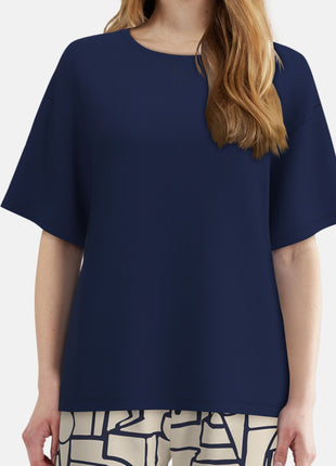 Tom Tailor pyjama korte broek stirling blue dames 60424-6085-635 Tom Tailor pyjama pantalon court stirling blue femmes