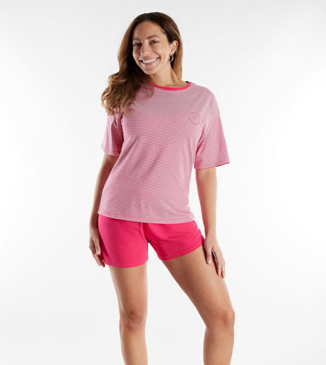 Tom Tailor pyjama korte broek stirling red dames 60416-6061-422 Tom Tailor pyjama pantalon court stirling red femmes