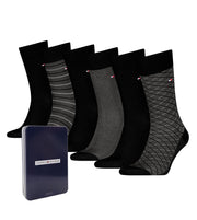 Tommy Hilfiger socks 6 pairs tin giftbox birdey sock black men