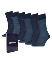 Tommy Hilfiger socks 6 pairs tin giftbox birdey sock navy men