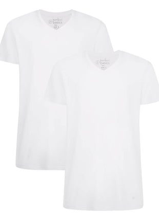 Bamboo Basics t-shirt v-hals 2 pack knitted v-neck t-shirt optical white heren