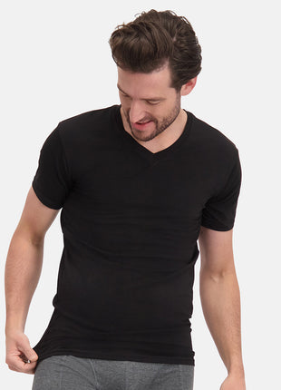Bamboo Basics t-shirt v-hals 2 pack knitted v-neck t-shirt black heren