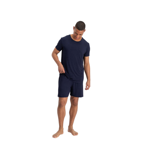 Blauwe korte pyjamabroek voor heren van Bamboo Basics