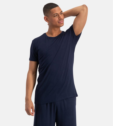 Blauwe korte pyjamabroek voor heren van Bamboo Basics