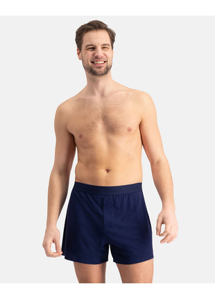 Bamboo Basics set van twee donkerblauwe losse boxershorts voor heren, vooraanzicht