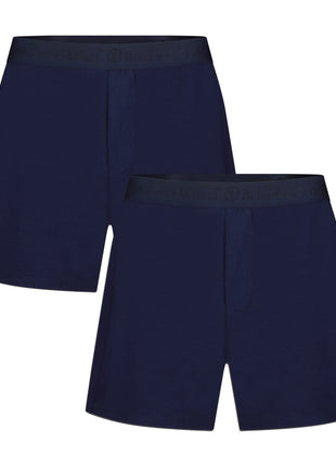 Bamboo Basics set van twee donkerblauwe losse boxershorts voor heren, beide stuks