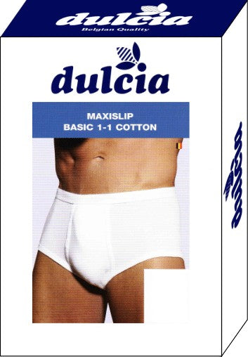 Dulcia maxi brief basic cotton 1x1 rib white men