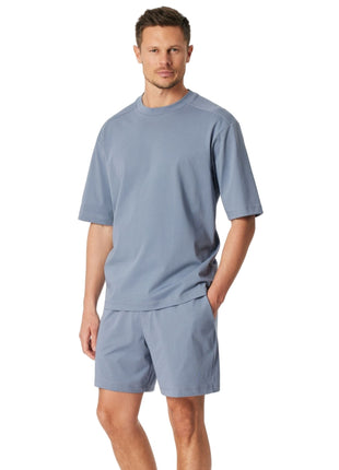 Schiesser pyjama korte broek modern nightwear blue heren 183631-808 Schiesser pyjama pantalon court modern nightwear blue hommes