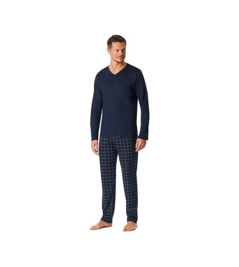 Schiesser pajamas long pants fine interlock nightblue men