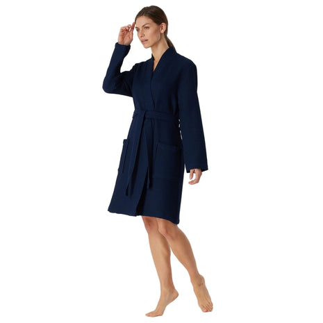 Schiesser badjas Essentials bathrobe dark blue dames