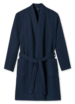 Schiesser badjas Essentials bathrobe dark blue Heren