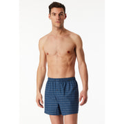 Schiesser men's 2-pack organic cotton blue plaid boxers