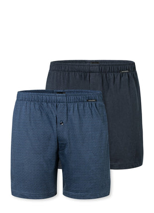 Schiesser boxershort 2 pack organic cotton donkerblauw heren
