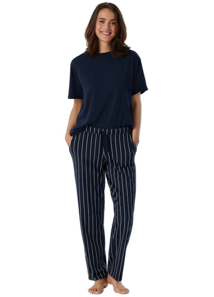 Schiesser broek mix + relax blue stripes dames