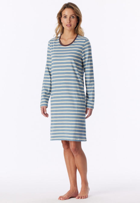 Schiesser nightshirt 1/1 casual essentials greyblue dames - afbeelding 1