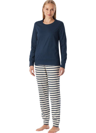 Schiesser pyjama lange broek casual essentials deep blue dames - afbeelding 1