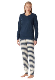 Schiesser pajama long pants casual essentials deep blue women
